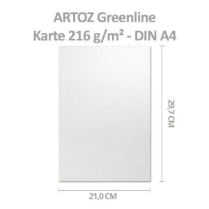 ARTOZ 250x Bastelkarte DIN A4 - Farbe: birch (weiß / cremeweiss) - 21 x 29,7 cm - 216 g/m² - Einzelkarte ohne Falz - dickes Bastelpapier - Serie Green-Line