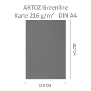 ARTOZ 500x Bastelkarte DIN A4 - Farbe: granite (dunkelgrau) - 21 x 29,7 cm - 216 g/m² - Einzelkarte ohne Falz - dickes Bastelpapier - Serie Green-Line