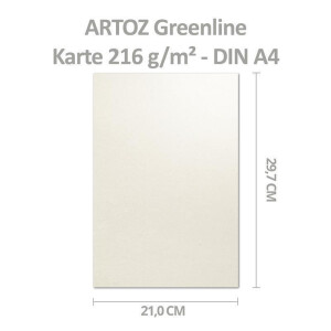ARTOZ 150x Bastelkarte DIN A4 - Farbe: tortilla (creme / Eierschalen) - 21 x 29,7 cm - 216 g/m² - Einzelkarte ohne Falz - dickes Bastelpapier - Serie Green-Line