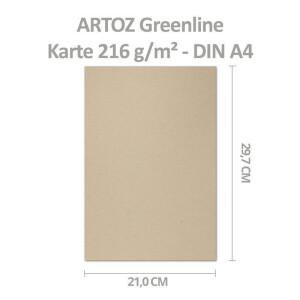 ARTOZ 500x Bastelkarte DIN A4 - Farbe: dessert (hellbraun cappuccino) - 21 x 29,7 cm - 216 g/m² - Einzelkarte ohne Falz - dickes Bastelpapier - Serie Green-Line