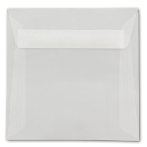500 Briefumschläge in Transparent - quadratisches Format 16 x 16 cm - 92 Gramm/m² - Haftklebung - ohne Fenster