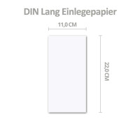 200x einfaches Einlege-Papier für DIN Lang Karten - transparent-weiß - 110 x 220 mm - ohne Falz -  hochwertig mattes Papier von GUSTAV NEUSER