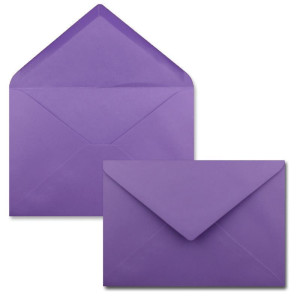 25 Stück Karte mit Umschlag Set - Einzel-Karten Din A5 - 14,8 x 21 cm violett mit Brief-Umschlägen Din C5 - 15,4 x 22 cm violett - Nassklebung