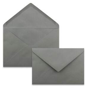 75 Stück Karte mit Umschlag Set - Einzel-Karten Din A5 - 14,8 x 21 cm graphit mit Brief-Umschlägen Din C5 - 15,4 x 22 cm graphit - Nassklebung