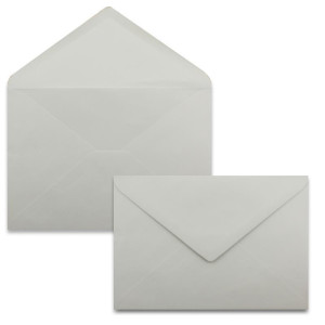 25 Stück Karte mit Umschlag Set - Einzel-Karten Din A5 - 14,8 x 21 cm hellgrau mit Brief-Umschlägen Din C5 - 15,4 x 22 cm hellgrau - Nassklebung