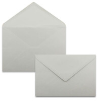 25 Stück Karte mit Umschlag Set - Einzel-Karten Din A5 - 14,8 x 21 cm hellgrau mit Brief-Umschlägen Din C5 - 15,4 x 22 cm hellgrau - Nassklebung