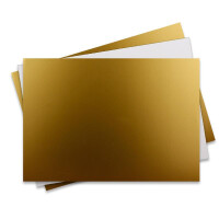 50 Stück Karte mit Umschlag Set - Einzel-Karten Din A5 - 14,8 x 21 cm gold mit Brief-Umschlägen Din C5 - 15,4 x 22 cm gold - Nassklebung