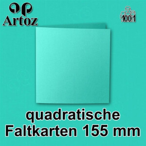 ARTOZ 75x quadratische Faltkarten - Smaragdgrün (Grün) - 155 x 155 mm Karten blanko zum Selbstgestalten - 220 g/m² gerippt