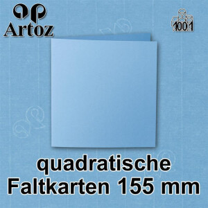 ARTOZ 25x Faltkarten quadratisch - Marienblau (Blau) - 155 x 155 mm Karten blanko zum Selbstgestalten - 220 g/m² gerippt