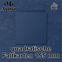 ARTOZ 75x quadratische Faltkarten - Classic Blue (Blau) - 155 x 155 mm Karten blanko zum Selbstgestalten - 220 g/m² gerippt