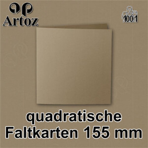ARTOZ 10x quadratische Faltkarten - Taupe (Braun) - 155 x 155 mm Karten blanko zum Selbstgestalten - 220 g/m² gerippt