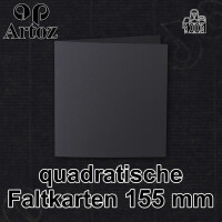 ARTOZ 10x quadratische Faltkarten - Schwarz - 155 x 155 mm Karten blanko zum Selbstgestalten - 220 g/m² gerippt