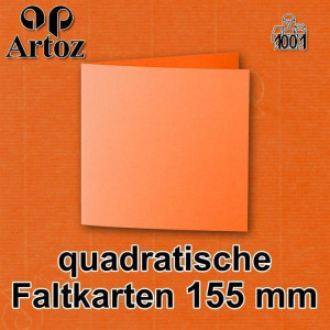 ARTOZ 75x quadratische Faltkarten - Mandarin (Orange) - 155 x 155 mm Karten blanko zum Selbstgestalten - 220 g/m² gerippt