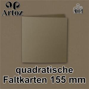 ARTOZ 400x quadratische Faltkarten - Olive (Braun) - 155 x 155 mm Karten blanko zum Selbstgestalten - 220 g/m² gerippt