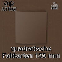 ARTOZ 10x quadratische Faltkarten - Braun - 155 x 155 mm Karten blanko zum Selbstgestalten - 220 g/m² gerippt