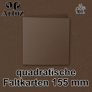 ARTOZ 200x quadratische Faltkarten - Braun - 155 x 155 mm Karten blanko zum Selbstgestalten - 220 g/m² gerippt