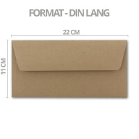 250x Kraftpapier Umschläge DIN Lang - Braun ÖKO - Nassklebung 11 x 22 cm - 120 g/m² breite Verschluss-Lasche - Recycling Papier - von NEUSER PAPIER