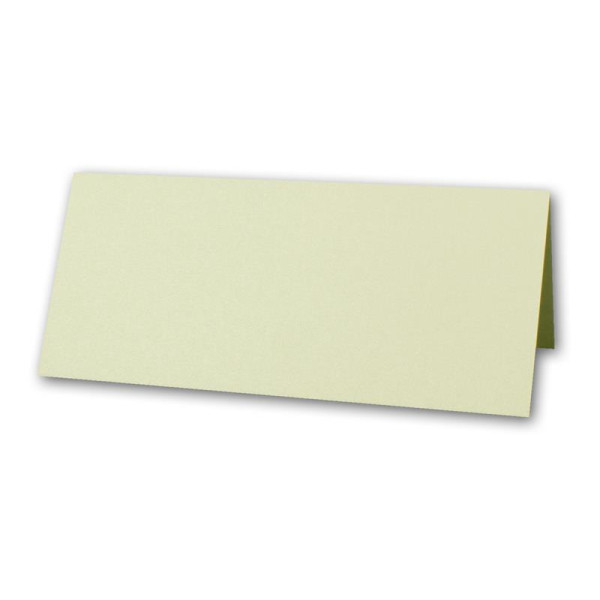 100x Artoz Perle - Tischkarten / Namenskärtchen - 250 g/m² - Pistache - glänzend - 100 x 90 mm - zum Falten als Doppelkarte / Faltkarte