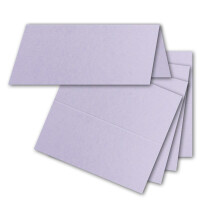 150x Tischkarten in Lila - 4,5 x 10 cm - blanko - Doppel-Karten - als Platzkarten und Namenskarten für Hochzeit und Feste