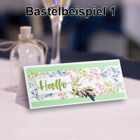 150x Tischkarten in Lila - 4,5 x 10 cm - blanko - Doppel-Karten - als Platzkarten und Namenskarten für Hochzeit und Feste