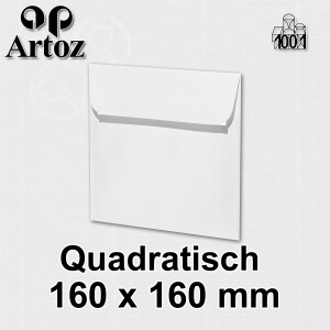 ARTOZ 75x quadratische Briefumschläge blütenweiß (Weiß) 100 g/m² - 16 x 16 cm - Kuvert ohne Fenster - Umschläge mit Haftklebung