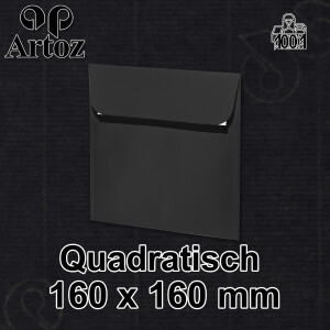 ARTOZ 500x quadratische Briefumschläge schwarz (Schwarz) 100 g/m² - 16 x 16 cm - Kuvert ohne Fenster - Umschläge mit Haftklebung