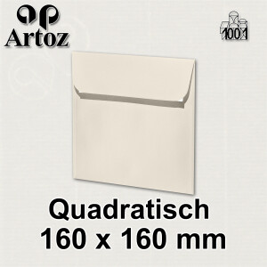 ARTOZ 10x quadratische Briefumschläge ivory (Creme) 100 g/m² - 16 x 16 cm - Kuvert ohne Fenster - Umschläge mit Haftklebung