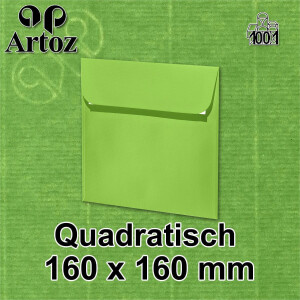 ARTOZ 25x quadratische Briefumschläge maigrün (Grün) 100 g/m² - 16 x 16 cm - Kuvert ohne Fenster - Umschläge mit Haftklebung