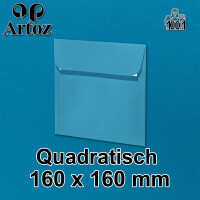 ARTOZ 250x quadratische Briefumschläge petrol (Blau) 100 g/m² - 16 x 16 cm - Kuvert ohne Fenster - Umschläge mit Haftklebung