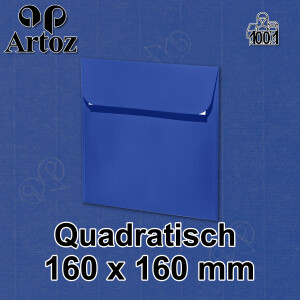 ARTOZ 10x quadratische Briefumschläge royal (Blau) 100 g/m² - 16 x 16 cm - Kuvert ohne Fenster - Umschläge mit Haftklebung