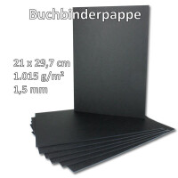 75x Buchbinderpappe DIN A4 in Schwarz, Stärke: 1,5 mm, Grammatur: 1.015 g/m²
