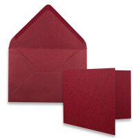 50x Stück Karte mit Umschlag Set Faltkarten DIN A7 quer 10,5 x 7,4 cm  Dunkelrot mit Brief-Umschlägen C7 Nassklebung
