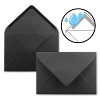 50x Stück Karte mit Umschlag Set Faltkarten DIN A7 quer 10,5 x 7,4 cm  Schwarz mit Brief-Umschlägen C7 Nassklebung