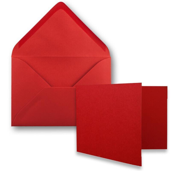 25x Stück Karte mit Umschlag Set Faltkarten DIN A7 quer 10,5 x 7,4 cm  Rot mit Brief-Umschlägen C7 Nassklebung