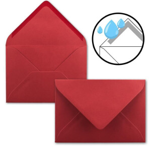 25x Stück Karte mit Umschlag Set Faltkarten DIN A7 quer 10,5 x 7,4 cm  Rot mit Brief-Umschlägen C7 Nassklebung