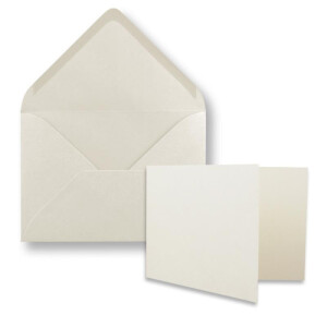 25x Stück Karte mit Umschlag Set Faltkarten DIN A7 quer 10,5 x 7,4 cm  Naturweiß mit Brief-Umschlägen C7 Nassklebung