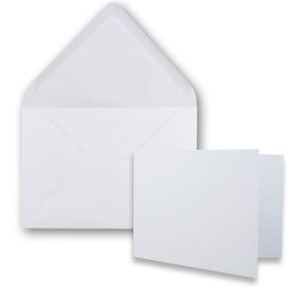 50x Stück Karte mit Umschlag Set Faltkarten DIN A7 quer 10,5 x 7,4 cm Hochweiß mit Brief-Umschlägen C7 Hochweiß Nassklebung