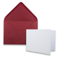 25x Stück Karte mit Umschlag Set Faltkarten DIN A7 quer 10,5 x 7,4 cm Hochweiß mit Brief-Umschlägen C7 Dunkelrot Nassklebung