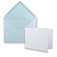25x Stück Karte mit Umschlag Set Faltkarten DIN A7 quer 10,5 x 7,4 cm Hochweiß mit Brief-Umschlägen C7 Hellblau Nassklebung