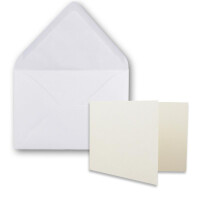 25x Stück Karte mit Umschlag Set Faltkarten DIN A7 quer 10,5 x 7,4 cm Naturweiß mit Brief-Umschlägen C7 Hochweiß Nassklebung