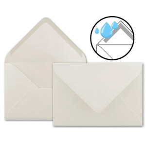 50x Stück Karte mit Umschlag Set Faltkarten DIN A7 quer 10,5 x 7,4 cm Naturweiß mit Brief-Umschlägen C7 Naturweiß Nassklebung