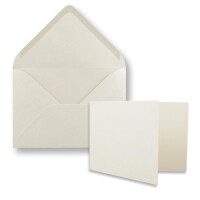 50x Stück Karte mit Umschlag Set Faltkarten DIN A7 quer 10,5 x 7,4 cm Naturweiß mit Brief-Umschlägen C7 Naturweiß Nassklebung