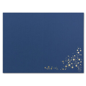 Faltkarten DIN B6 - Dunkelblau mit goldenen Metallic Sternen - 200 Stück - 11,5 x 17 cm - blanko für Drucker geeignet Ideal für Weihnachtskarten - Marke: NEUSER FarbenFroh