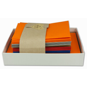 75x Farbige Faltkarten blanko mit Umschlag und Einlegeblättern in DIN B6 - Herbstfarben