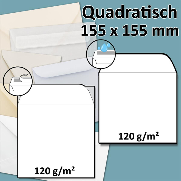 Umschlage Quadratisch Opal Weiss 17 X 17 Cm 1 G M Nassklebun 10 75