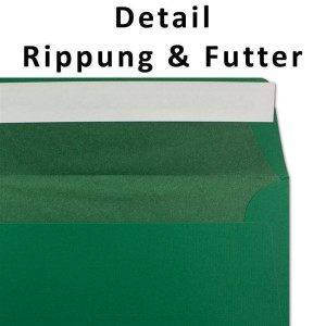 25x Briefumschläge DIN Lang 11 x 22 cm gerippt in Dunkelgrün gefüttert mit grünem Seiden-Papier 110 g/m² Haftklebung