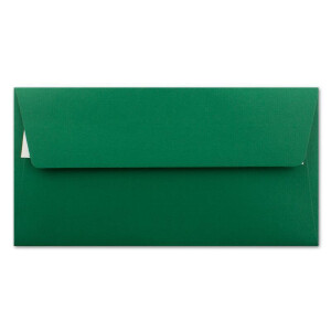 50x Briefumschläge DIN Lang 11 x 22 cm gerippt in Dunkelgrün gefüttert mit grünem Seiden-Papier 110 g/m² Haftklebung