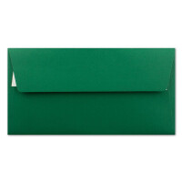 150x Briefumschläge DIN Lang 11 x 22 cm gerippt in Dunkelgrün gefüttert mit grünem Seiden-Papier 110 g/m² Haftklebung