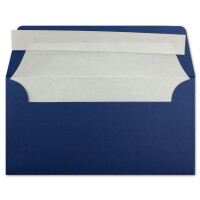 150x Briefumschläge DIN Lang 11 x 22 cm gerippt in Dunkelblau gefüttert mit weißem Seiden-Papier 110 g/m² Haftklebung