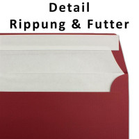 25x Briefumschläge DIN Lang 11 x 22 cm gerippt in Dunkelrot gefüttert mit weißem Seiden-Papier 110 g/m² Haftklebung
